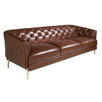 CHESTERFIELD-SOFA Chester 3-Sitzer Sofa in cognacbraunem Leder 233/94/75 cm - Goldfarben/Braun, Leder (233/75/94cm) - ANGEL CERDA