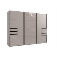 KLEIDERSCHRANK Saigon in Saharagrau mit einer Türfront in Glas Saharagrau – Schwebetürenschrank 3 türig - 270 cm Breite - Grau, Holzwerkstoff (80/200/120cm)