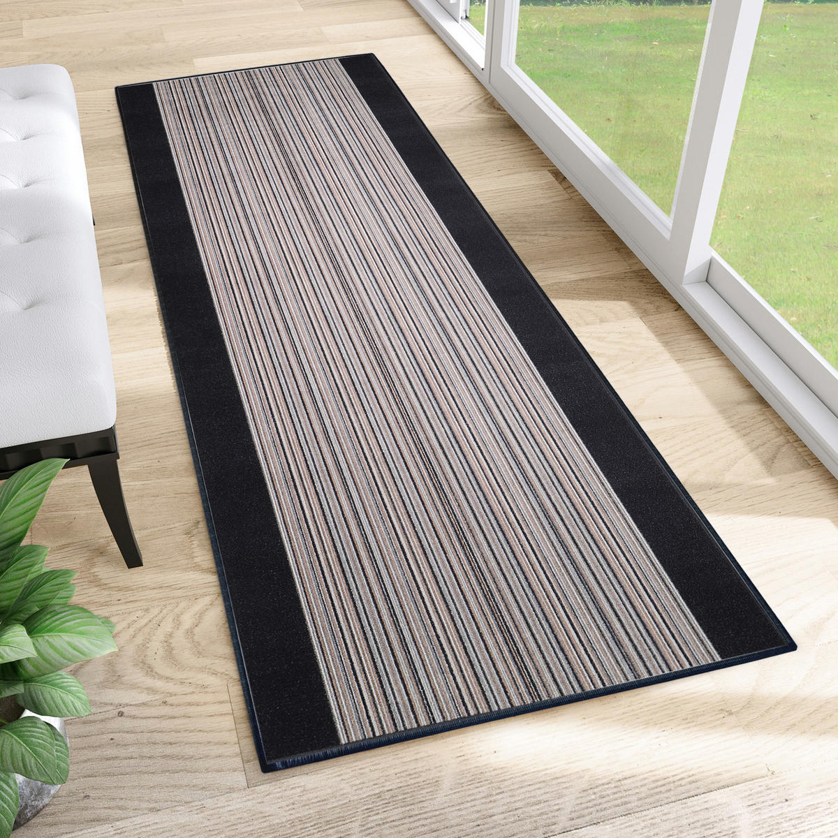 TEPPICHLÄUFER Anti-Rutsch Graphitfarben rutschfest Gummiunterlage 80/1000 cm - Graphitfarben, Textil (80/1000cm) - Tapiso
