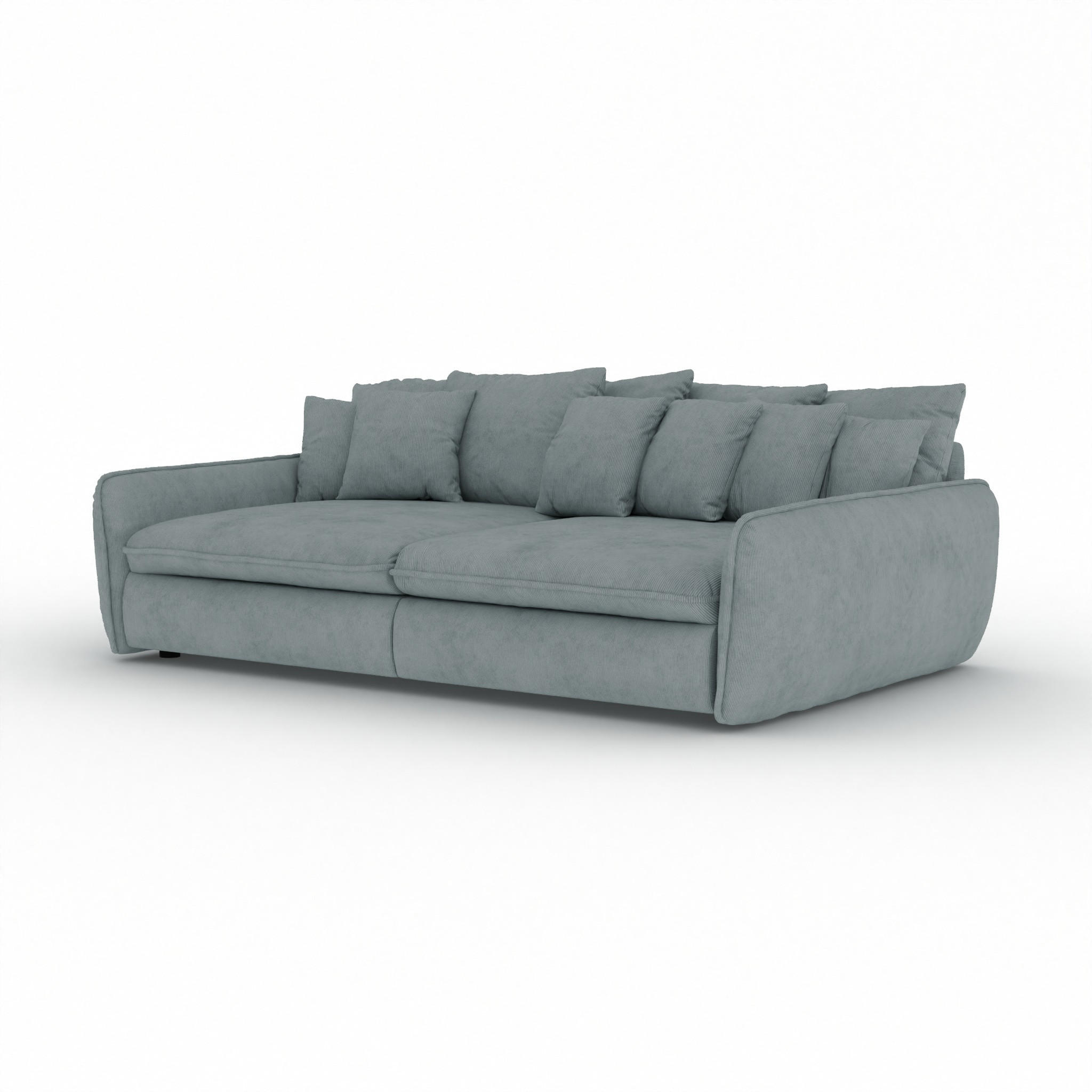 BIGSOFA Hereford Cord Blau inkl. 11 Kissen 234/131/61 cm - Blau, Kunststoff/Textil (234/61/131cm) - foamnova