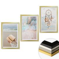 WANDBILDER 3er Set - 40x60 cm Goldrahmen - Abstraktes Meeresbuch Boho - Goldfarben, Kunststoff (40/60cm) - ArtPrintCave