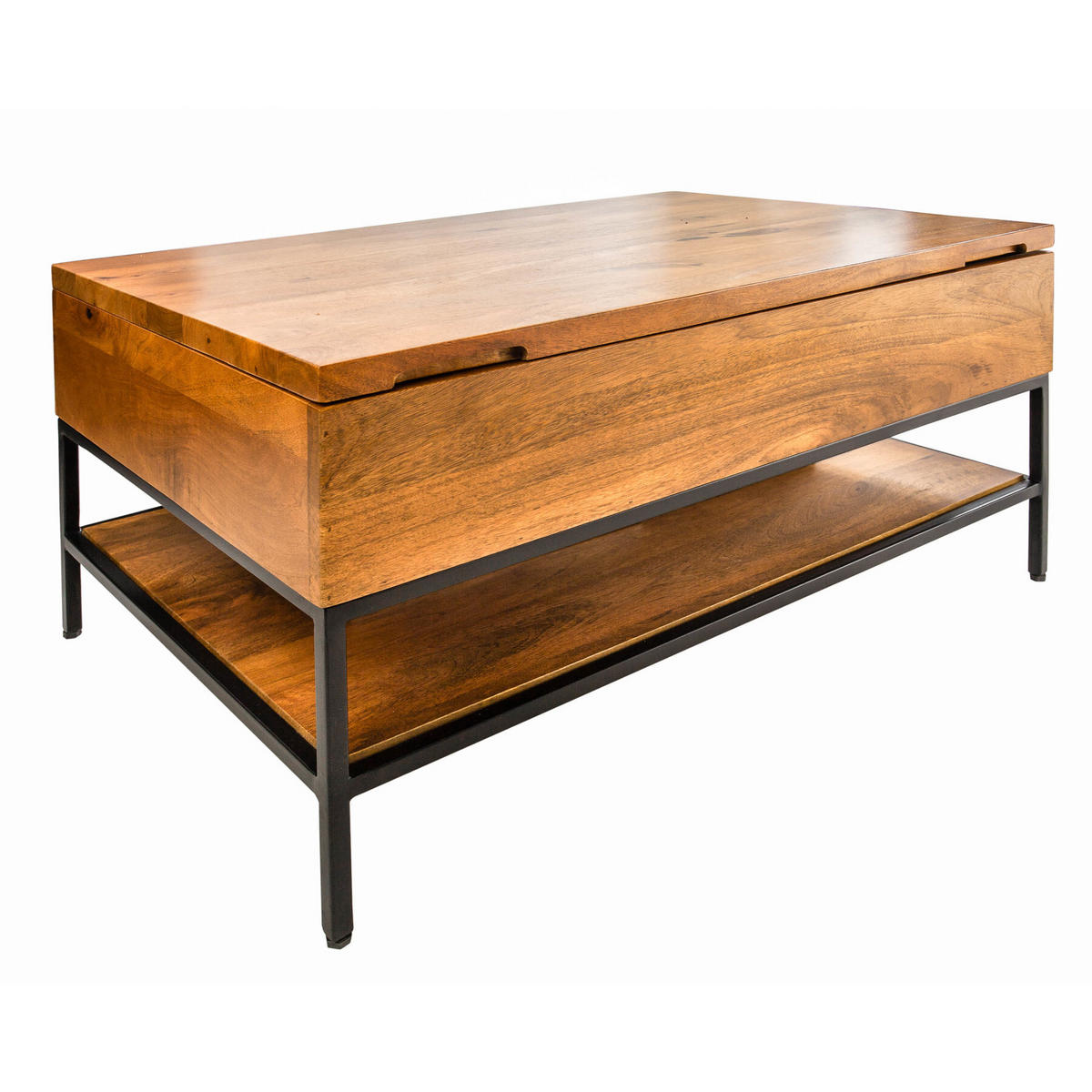 COUCHTISCH FACTORY LIFTUP Mango Natur 80 cm - Schwarz/Braun, Holz/Metall (54/80/41cm) - riess-ambiente