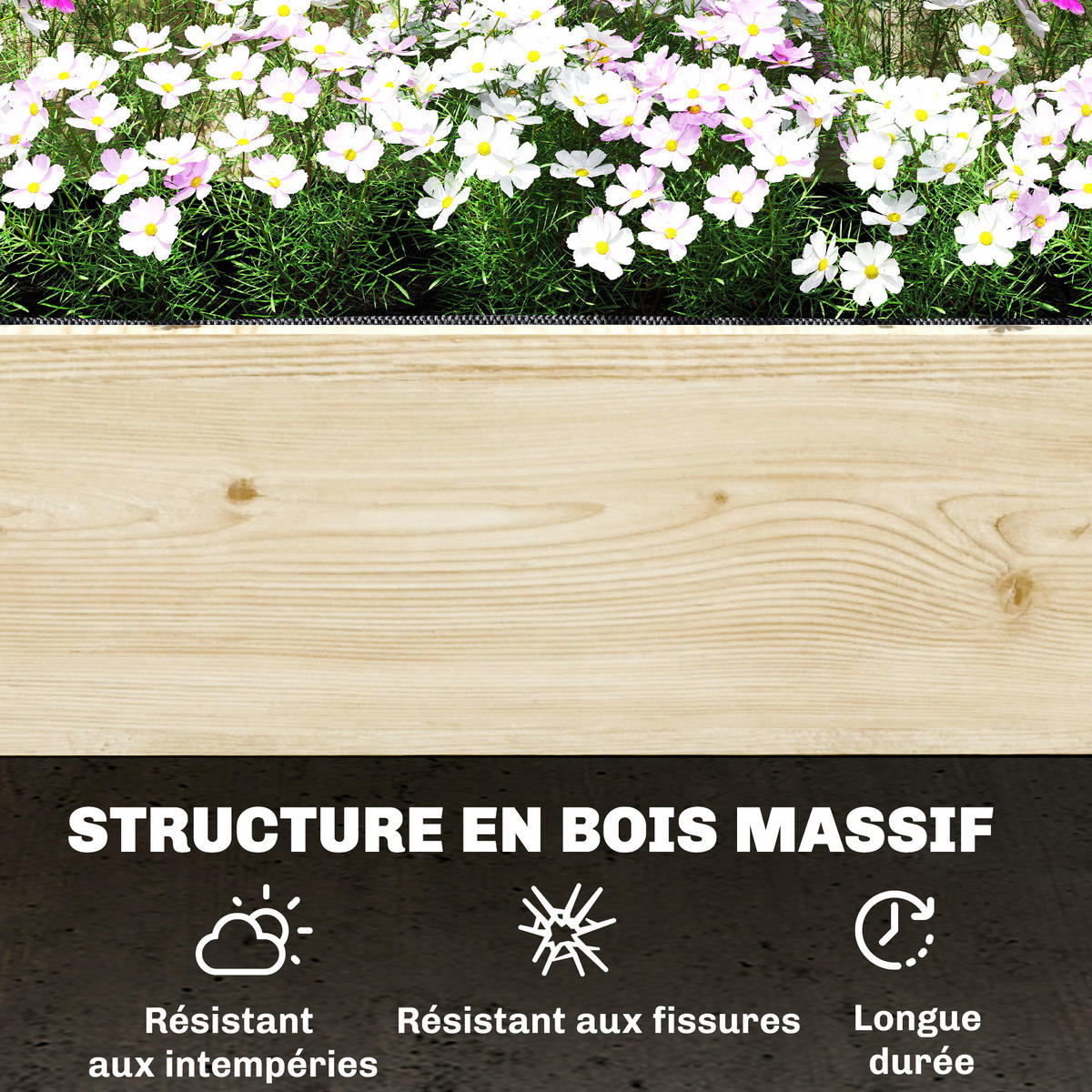 HOCHBEET 2-Stufig DE-12298 mit Rankgitter 108/62/120 cm Natur - Naturfarben, Holz (108/120/62cm) - ComfortXL
