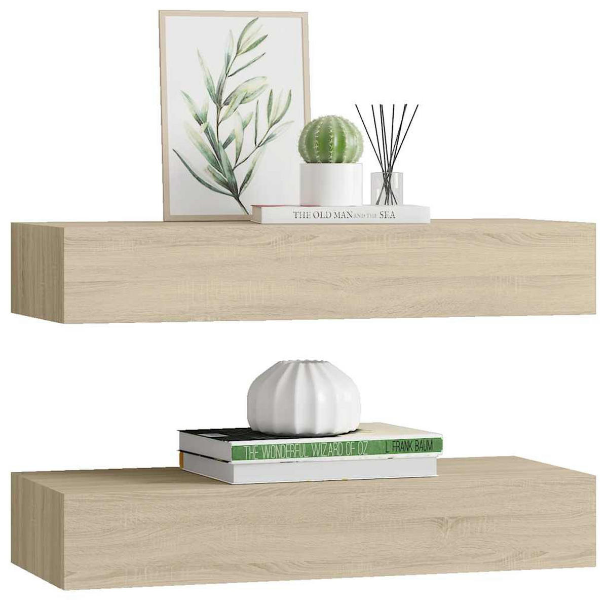 WANDREGALE mit Schubladen 2 Stk. Eichen-Optik 60x23,5x10 cm - Braun, Holzwerkstoff (60/10/23.5cm) - furnicato