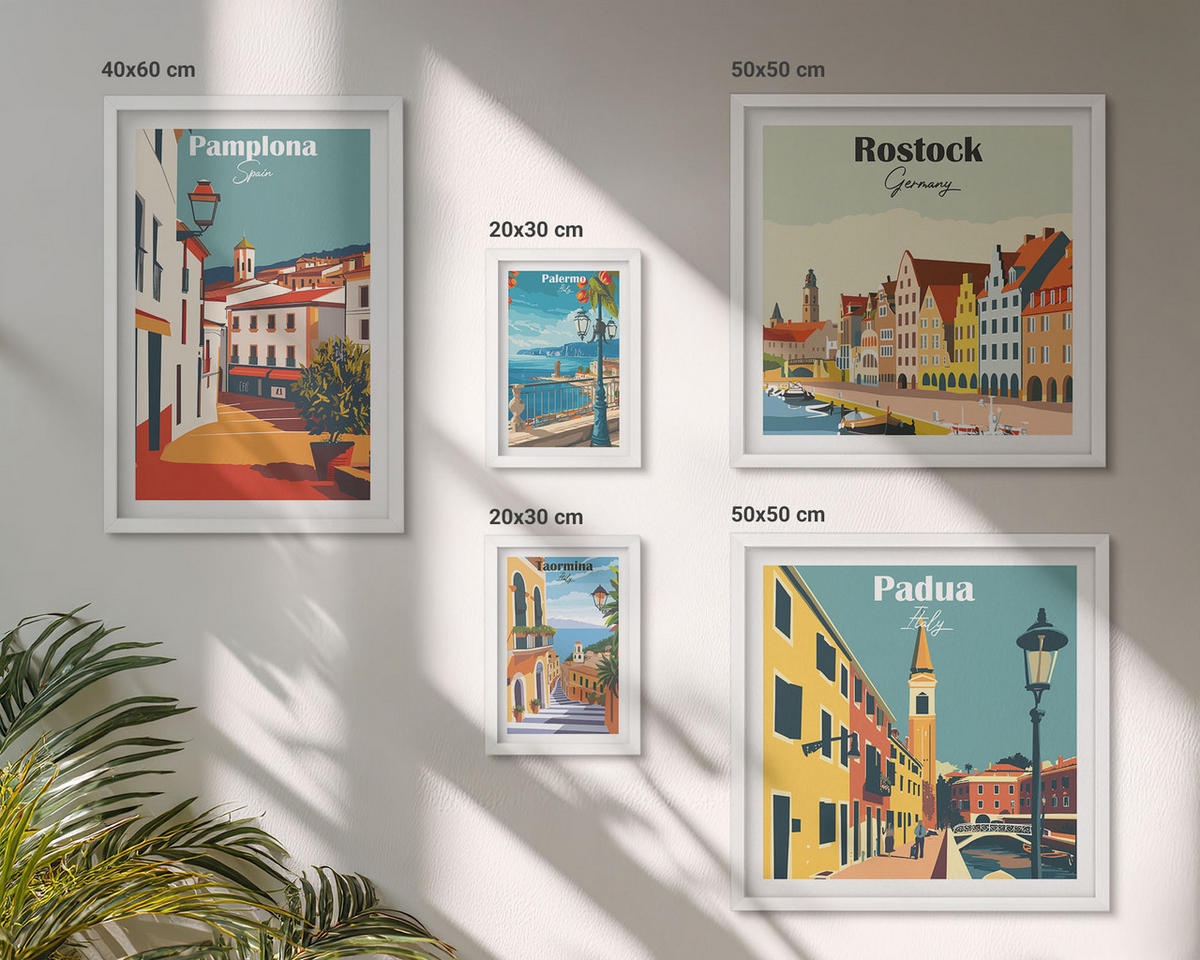 WANDBILDER 5er-Set - 50x50 cm & 20x30 cm & 40x60 cm Weißer Rahmen - Architektur der Küstenstädte - Weiß, Kunststoff (40/60cm) - ArtPrintCave