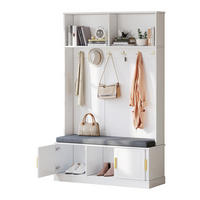 GARDEROBE 120/40/191 cm aus Spanplatte mit Schuhbank und 6 Dreifachhaken Weiß - Weiß, Holzwerkstoff (120/191/40cm) - Modenvie