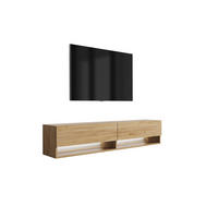 TV-LOWBOARD 170 cm Eiche Craft, weiße LED, 170 × 32 × 34 cm - Braun, Holzwerkstoff (170/33.6/32cm) - 3XE LIVING