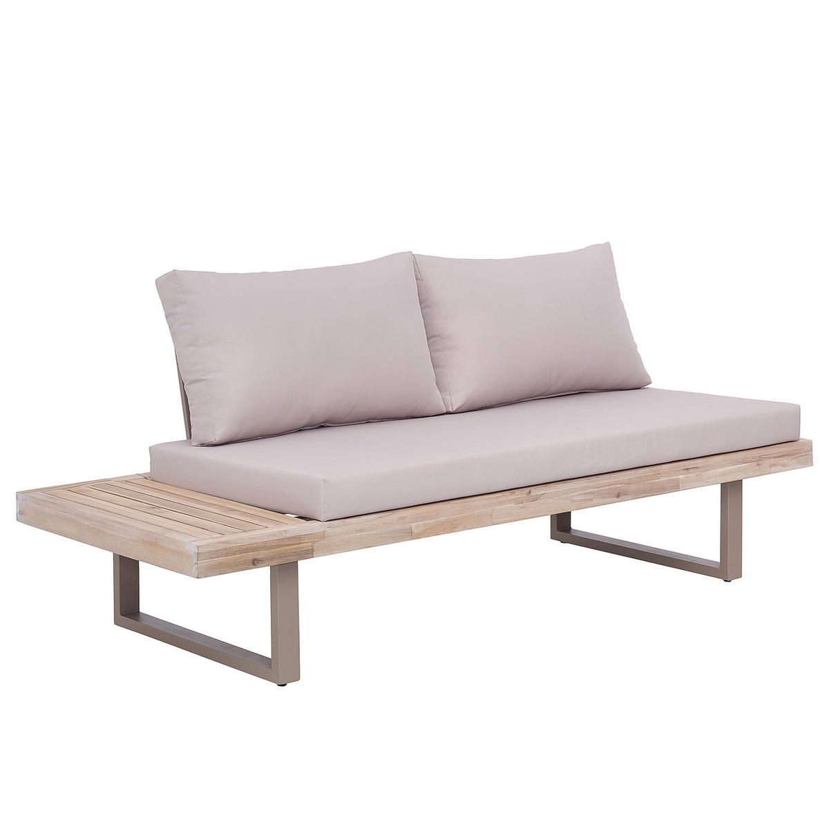 LOUNGESET - Akazie massiv / Polyester - Braun / Grau - 3-teilig - Taupe, Holz/Textil - home24