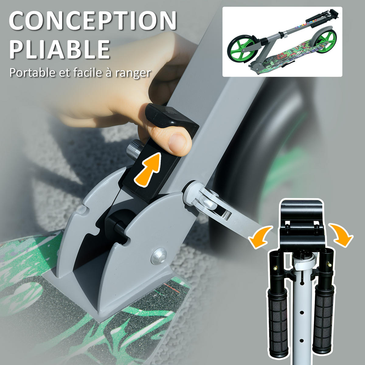 KINDERSCOOTER DE-16964 klappbar mit höhenverstellbarem Lenker Grün - Grün, Kunststoff (94/38/103cm) - ComfortXL