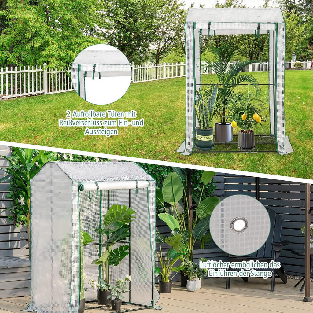 Thumbnail - Costway Gewächshaus, Transparent, Metall, 81x150x100 cm, Gartenzubehör, Hochbeete
