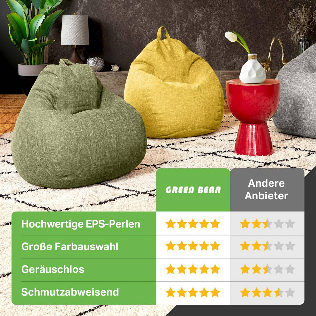 SITZSACK Indoor "Home Linen" - 200 Liter - Dunkelblau, Textil (80/90/50cm) - Green Bean