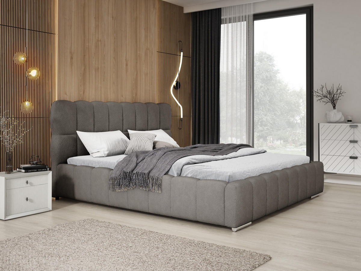 POLSTERBETT 200x200 cm Avilla mit Bettkasten, Lattenrost, Boucle, Dunkelgrau - Dunkelgrau, Holz/Textil (200/200cm) - Emporius