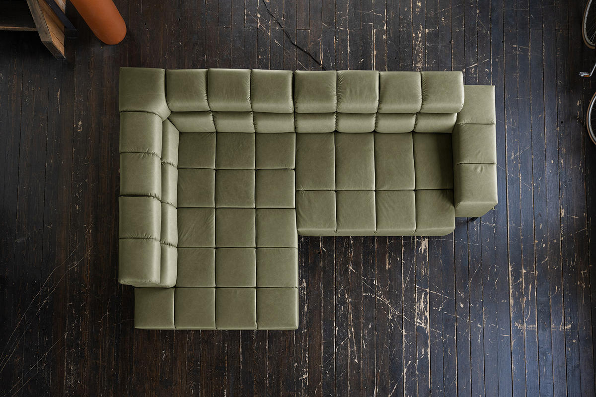 ECKSOFA NELSON Grün Leder Relaxfunktion - Schwarz/Olivgrün, Leder/Metall (321/216cm) - KAWOLA
