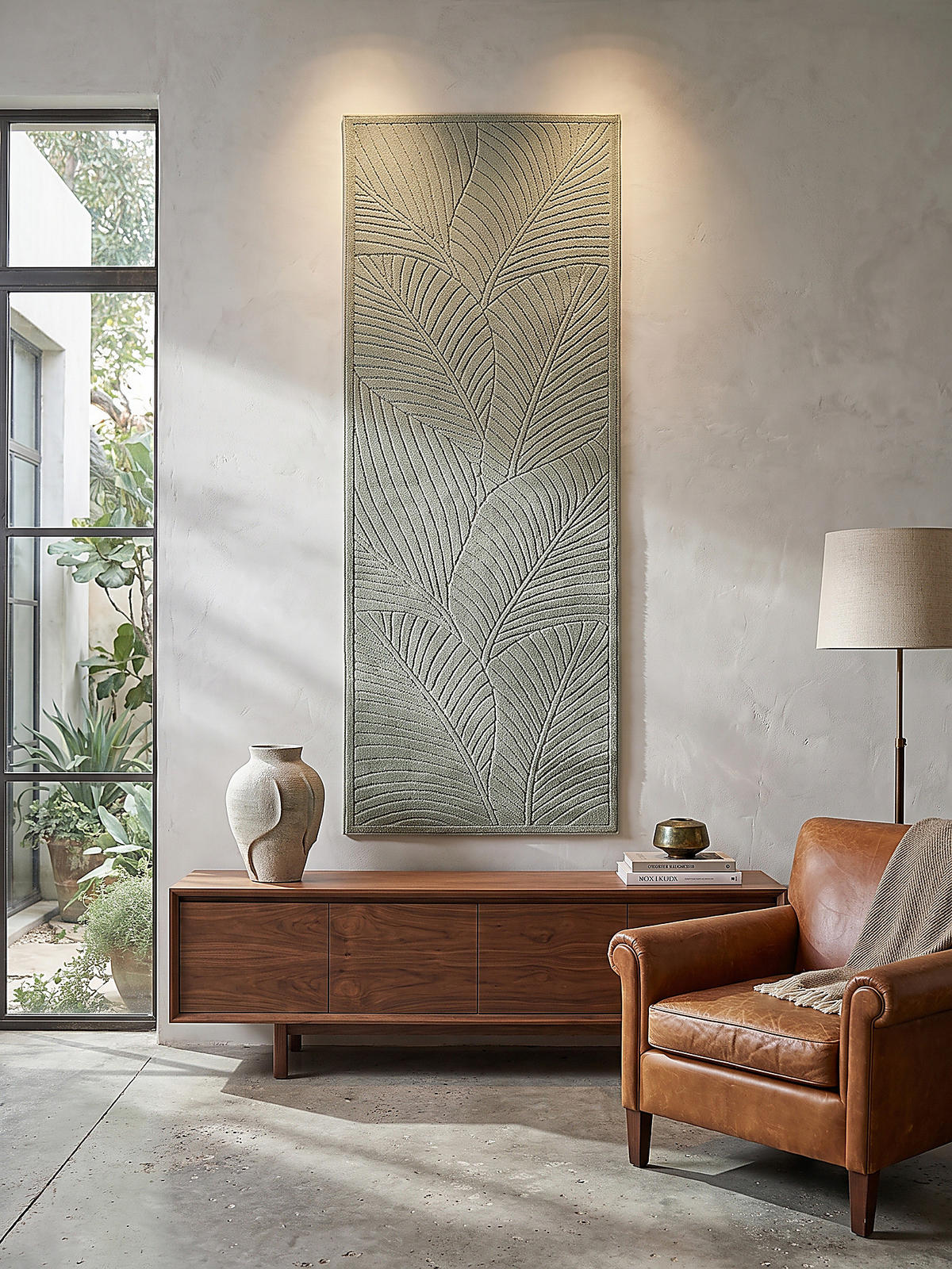 LÄUFER Outdoor, Fußbodenheizung-geeignet, mit Blattmotiv, ENGADIN in Salbeigrün, 80 x 250 cm - Grün, Textil (80/250cm) - KADIMA DESIGN