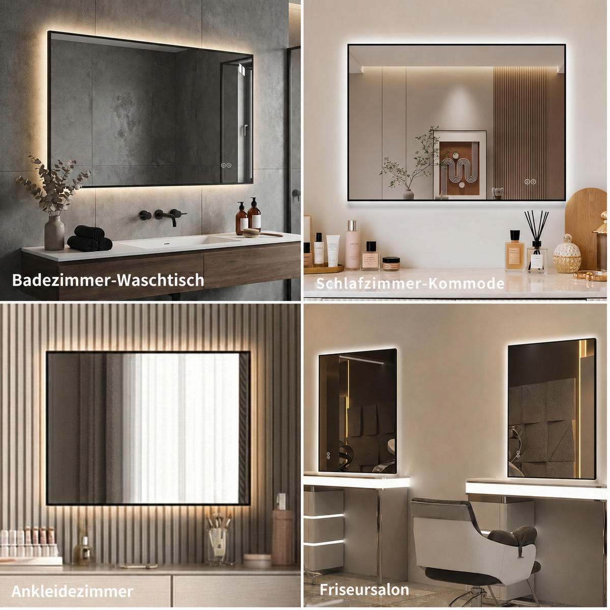 WANDSPIEGEL 70/2,5/90 cm silber aus Glas mit Anti-Beschlag und LED - Silberfarben, Glas (90/2.5/70cm) - OKWISH