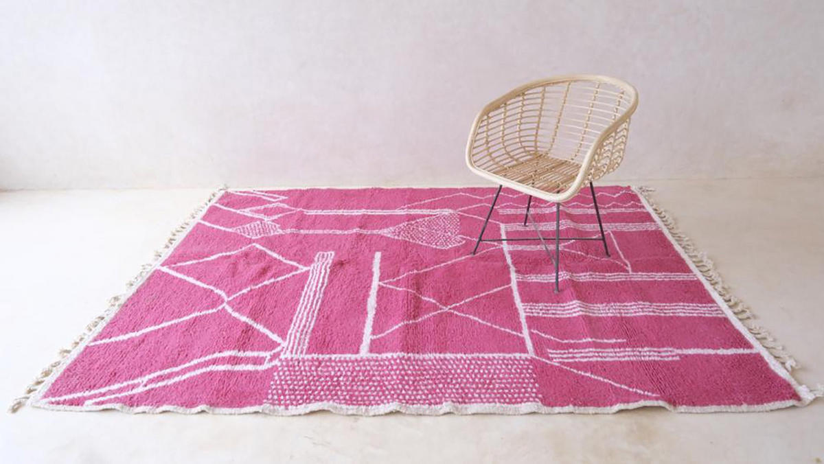 BERBERTEPPICH aus reiner Wolle 184x 253 cm - Pink, Naturmaterialien (184/253cm) - AFK Living