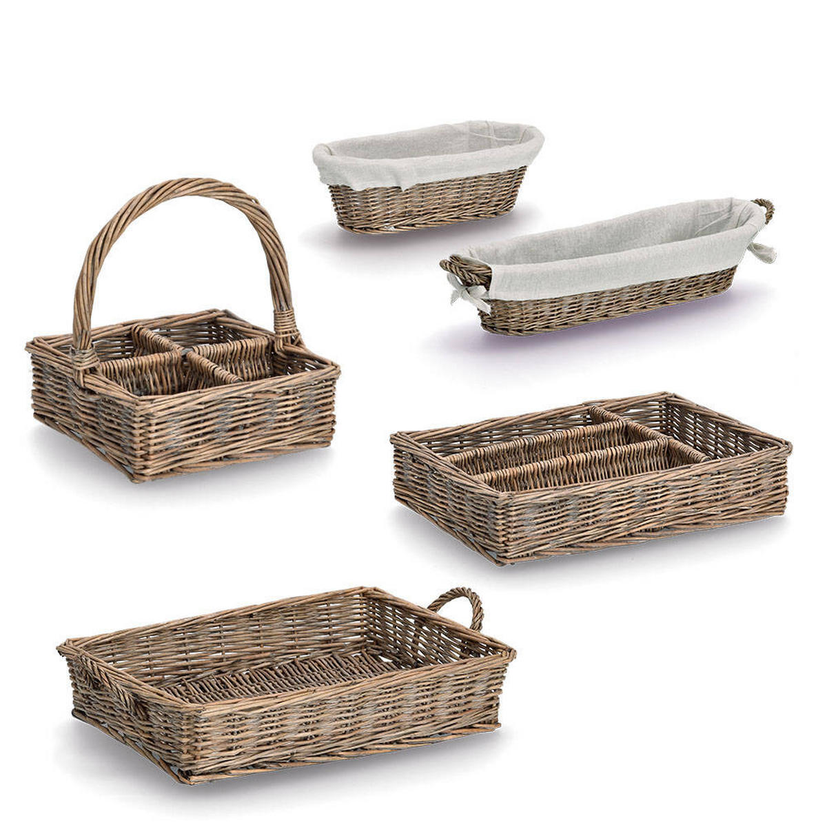 BESTECK-ORGANIZER Geflochten 35/25/7 cm - Braun, Naturmaterialien (26/7/35cm) - ZELLER