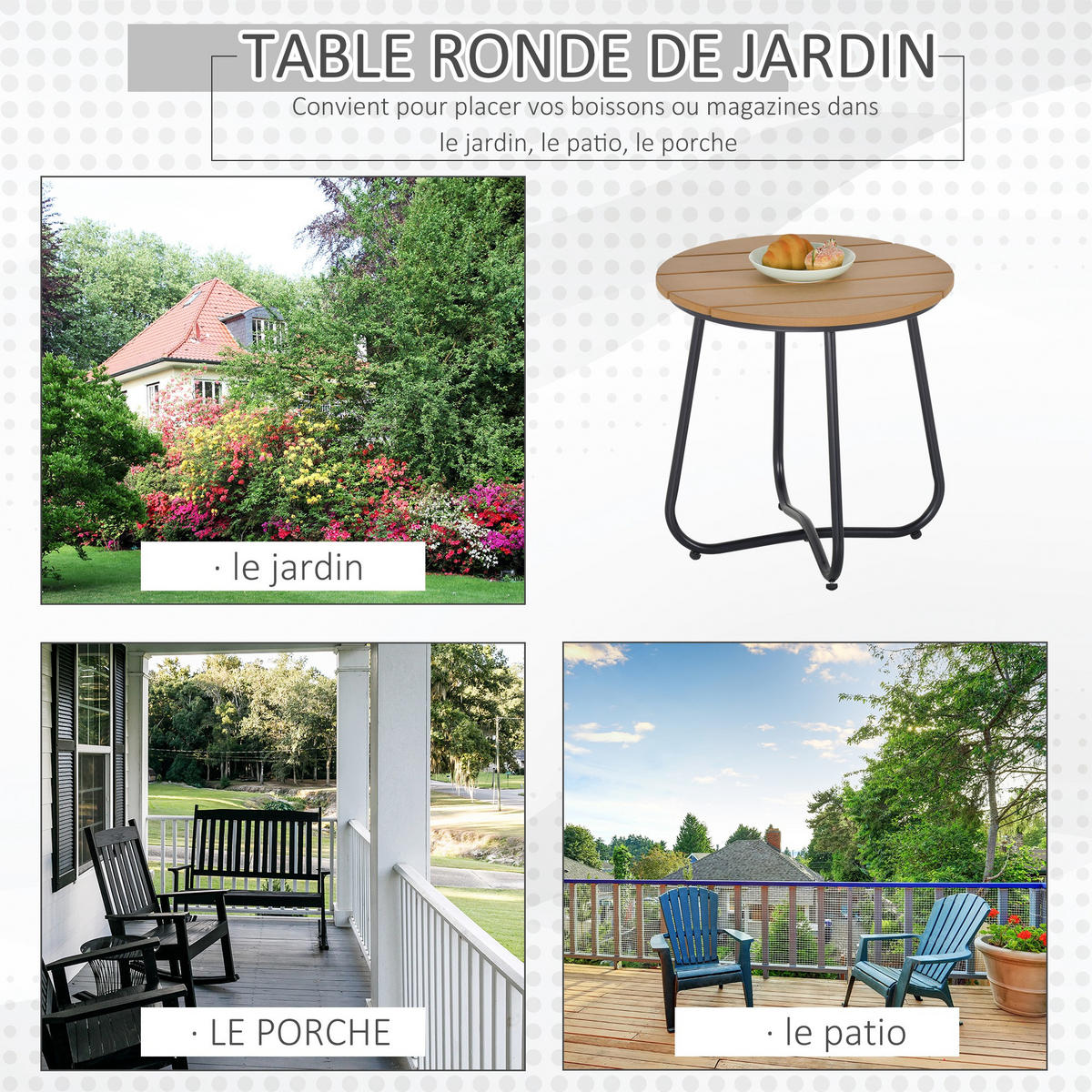 GARTENBEISTELLTISCH DE-14120 Lattenrost Braun - Braun, Metall (49/49/48cm) - ComfortXL