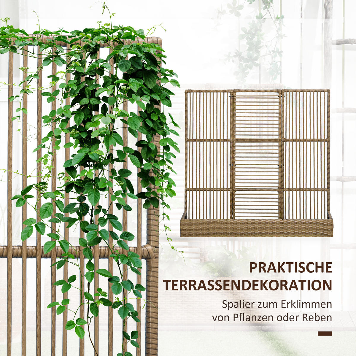 POLYRATTAN Hochbeet, Pflanzenkasten - Sandfarben, Metall (103/29/103cm) - Outsunny