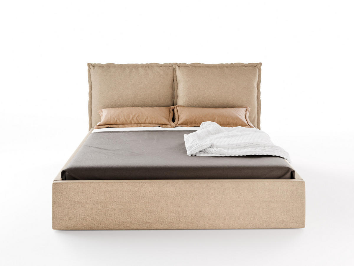 POLSTERBETT MIRA 180x200 cm mit Bettkasten, Stauraum und Metall-Lattenrost – VIBE Beige - Beige/Schwarz, Textil/Metall (180/200cm) - Luxkor24