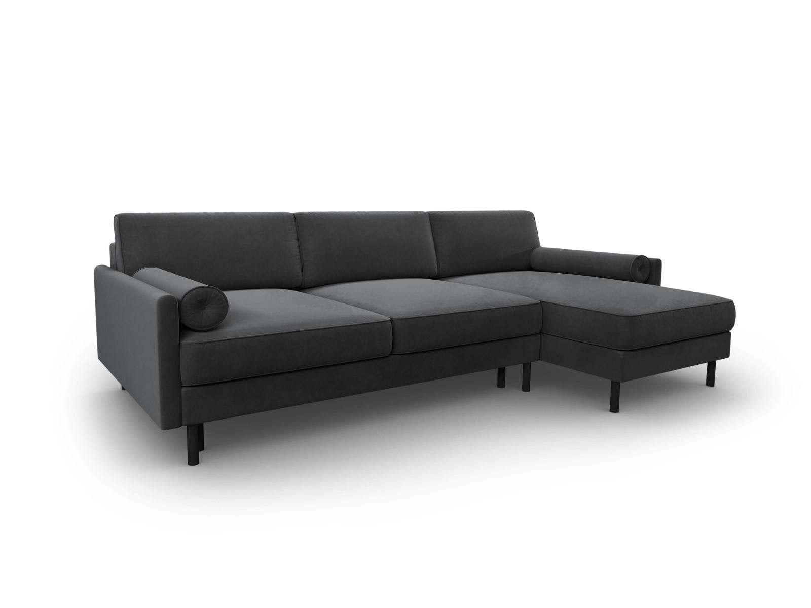 AUSKLAPPBARES-ECKSOFA rechts mit Container Scott aus Samt grau 5 Sitzplätze - Grau, Textil (142/212cm) - Micadoni