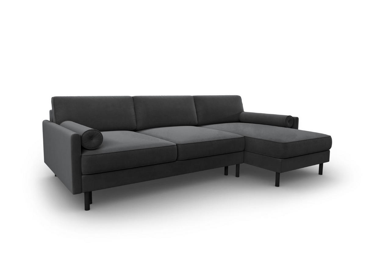 AUSKLAPPBARES-ECKSOFA rechts mit Container Scott aus Samt grau 5 Sitzplätze - Grau, Textil (142/212cm) - Micadoni