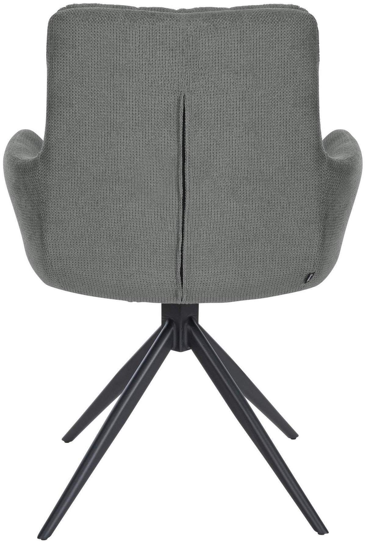 ARMLEHNENSTUHL 2er Set Stoff Grau - Schwarz/Grau, Textil/Metall (60/88/65cm) - CLP