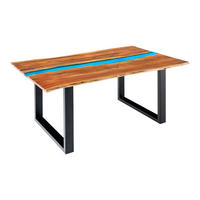 ESSTISCH LIQUID Akazie Braun 160cm - Blau/Schwarz, Holz/Metall (96/160/76cm) - riess-ambiente
