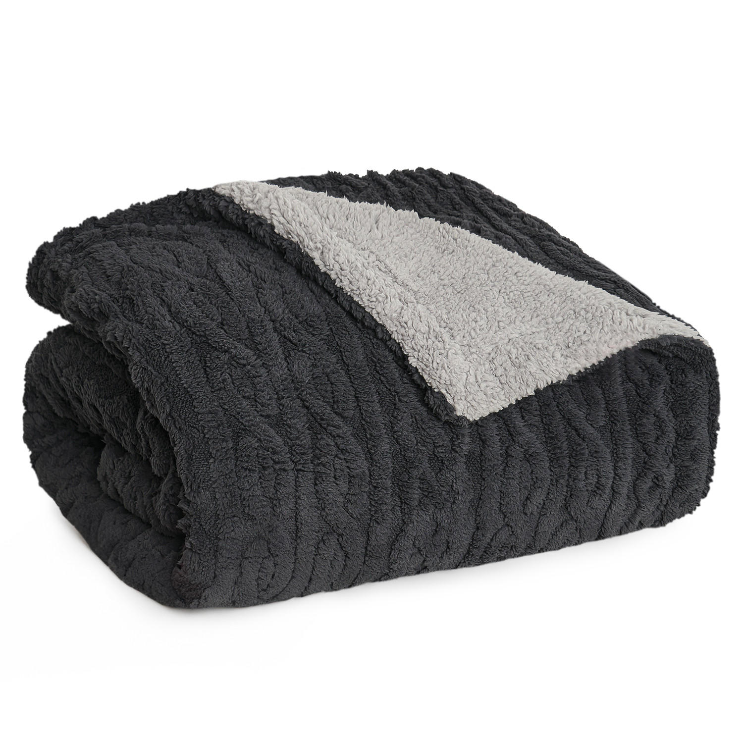 Blumtal Kuscheldecke Grau, Dunkelgrau 230x270 cm