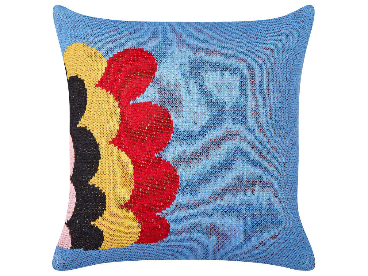 DEKOKISSEN 2er-Set Blau 45/45 cm Pashot - Blau/Gelb, Naturmaterialien (45/45cm) - Beliani