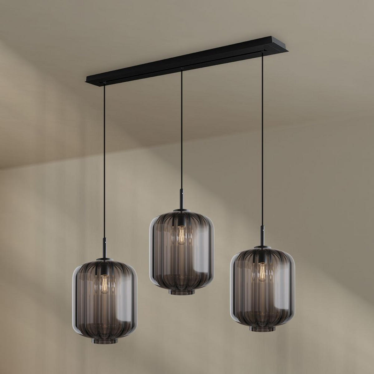 HÄNGELEUCHTE Velo 3-flammig Rauch Ø 25cm - Anthrazit/Schwarz, Glas (25/25/27cm) - s.luce