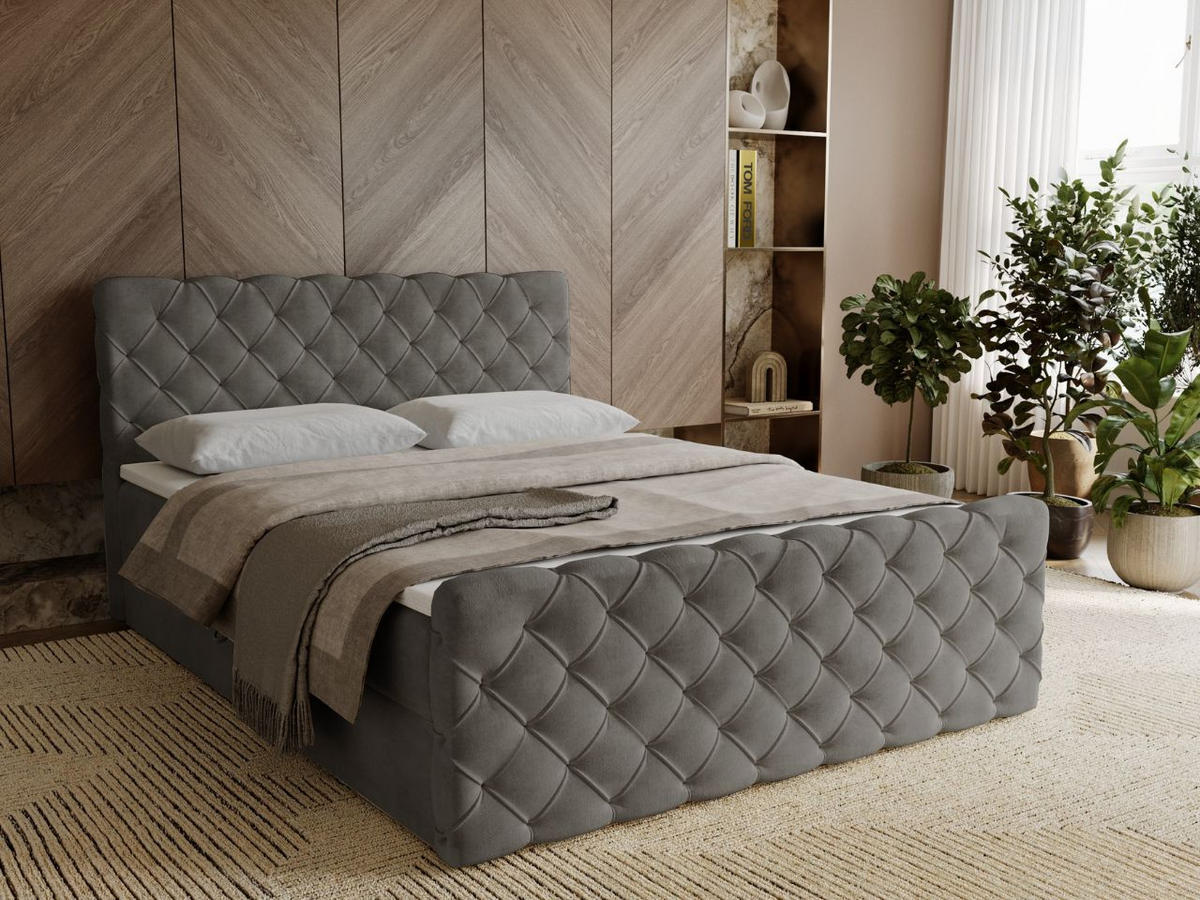 BOXBETT Lunaris 180x200 Dunkelgrau - Dunkelgrau, Holz/Textil (180/200cm) - Graingold