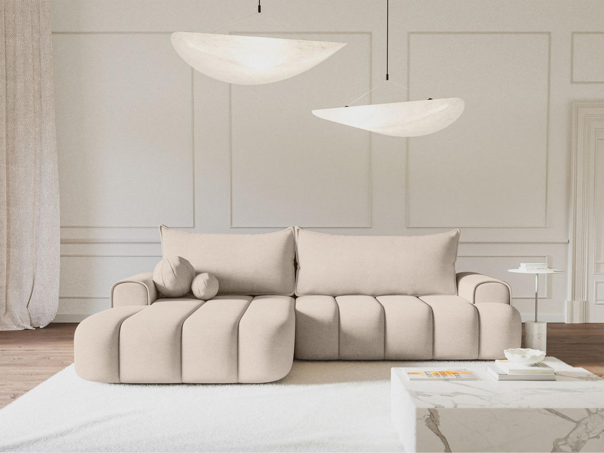 ECKSOFA Dandelino Graubeige mit Samtbezug, links - Taupe/Schwarz, Kunststoff/Textil (275/168cm) - Selsey
