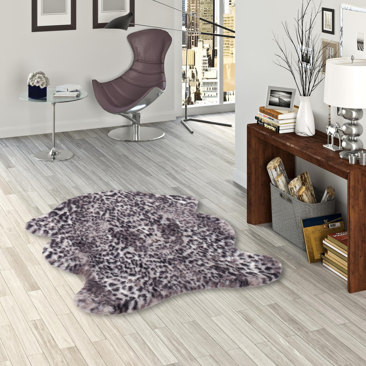 LUXUS SUPER SOFT FELLTEPPICH PEARL LEOPARD SHAPE - Schwarz, Textil (100/140cm) - Pergamon