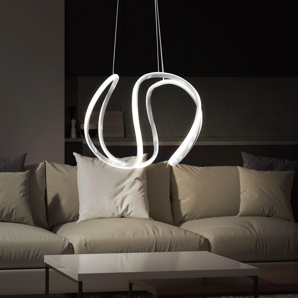 LED HÄNGELEUCHTE VALERIA Grau Weiß - Grau, Metall (45/44/150cm)