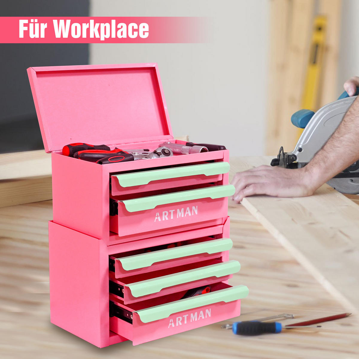 KOMBINATIONSKOFFER – Farbkombination Pink und Grün, 2 + 3 Ebenen - Multicolor, Metall (15.8/32/28.5cm) - DCA