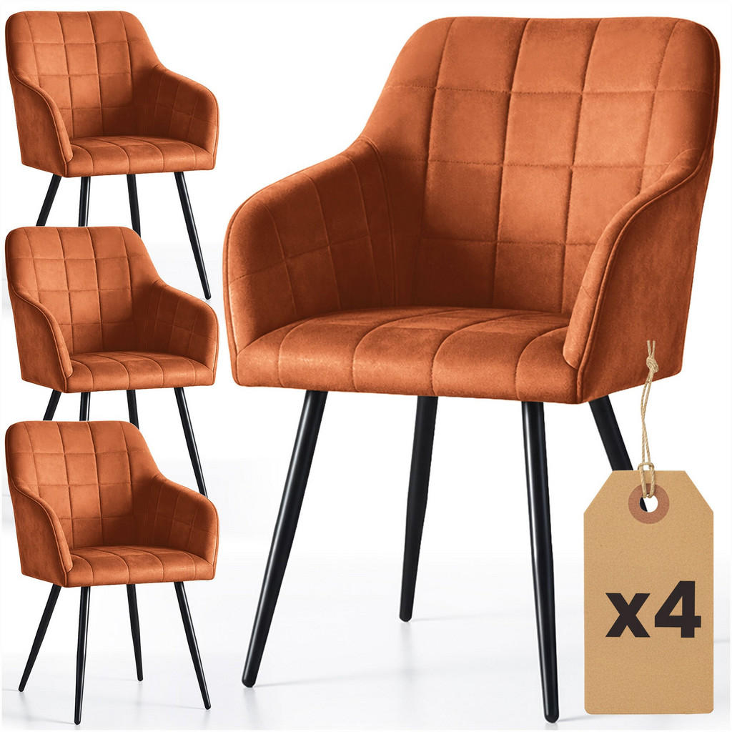 RAUMHIRSCH FURNITURE ČALOUNĚNÁ ŽIDLE, sada 4 ks, kovové nohy bronzové, černá 54/82/58