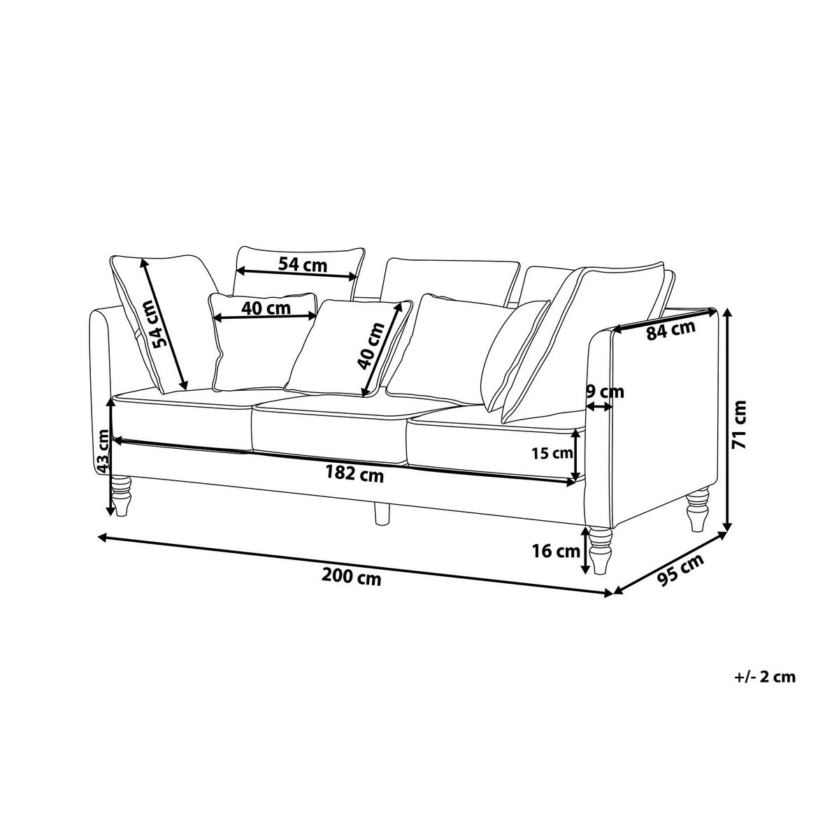 3-SITZER-SOFA Samtstoff Grau Fenstad - Grau, Textil (200/97/95cm) - Beliani