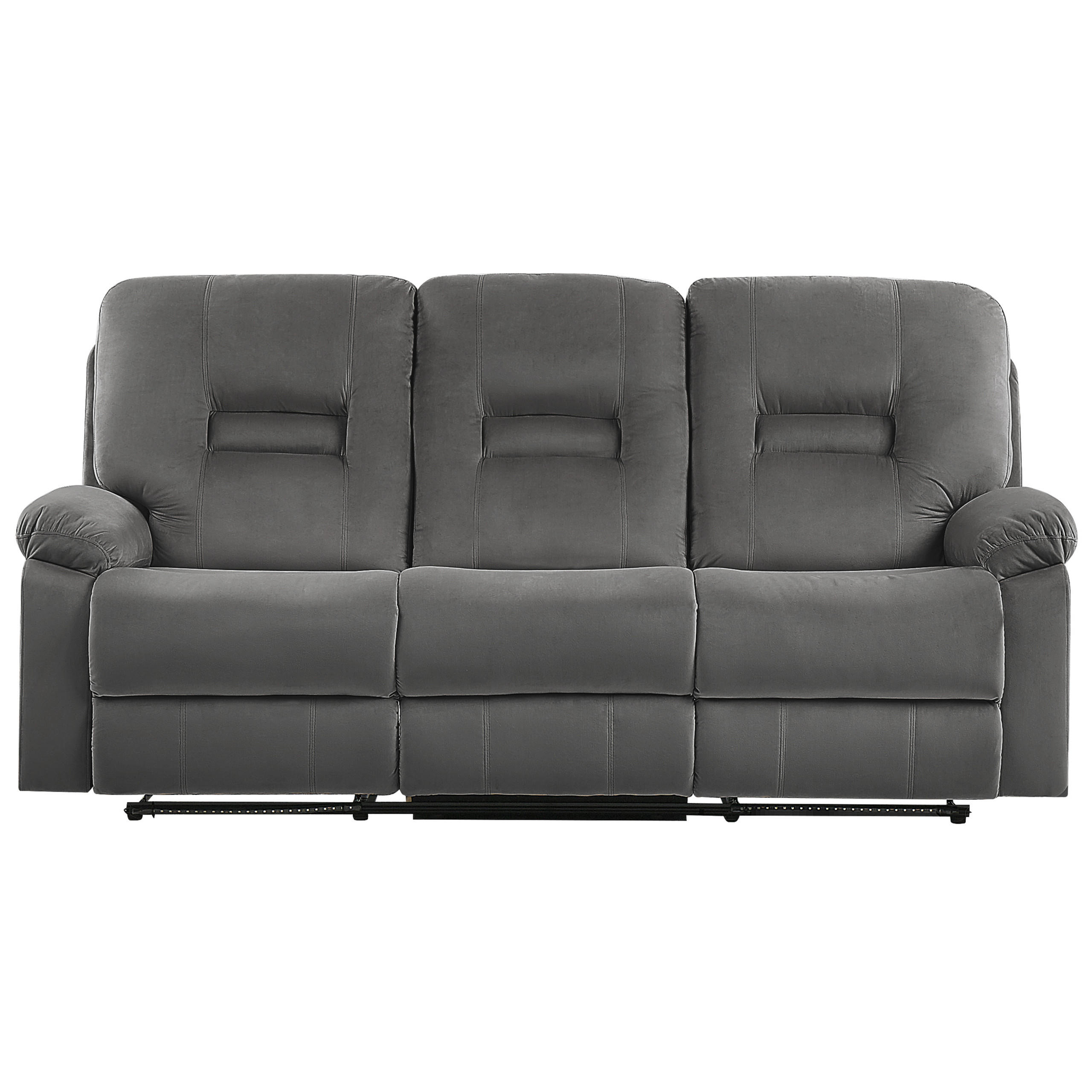3-SITZER-SOFA mit LED-Beleuchtung Samtstoff Dunkelgrau Bergen - Dunkelgrau, Textil (204/101/73cm) - Beliani