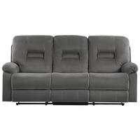 3-SITZER-SOFA mit LED-Beleuchtung Samtstoff Dunkelgrau Bergen - Dunkelgrau, Textil (204/101/73cm) - Beliani