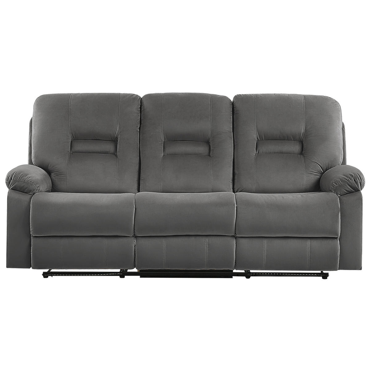 3-SITZER-SOFA mit LED-Beleuchtung Samtstoff Dunkelgrau Bergen - Dunkelgrau, Textil (204/101/73cm) - Beliani