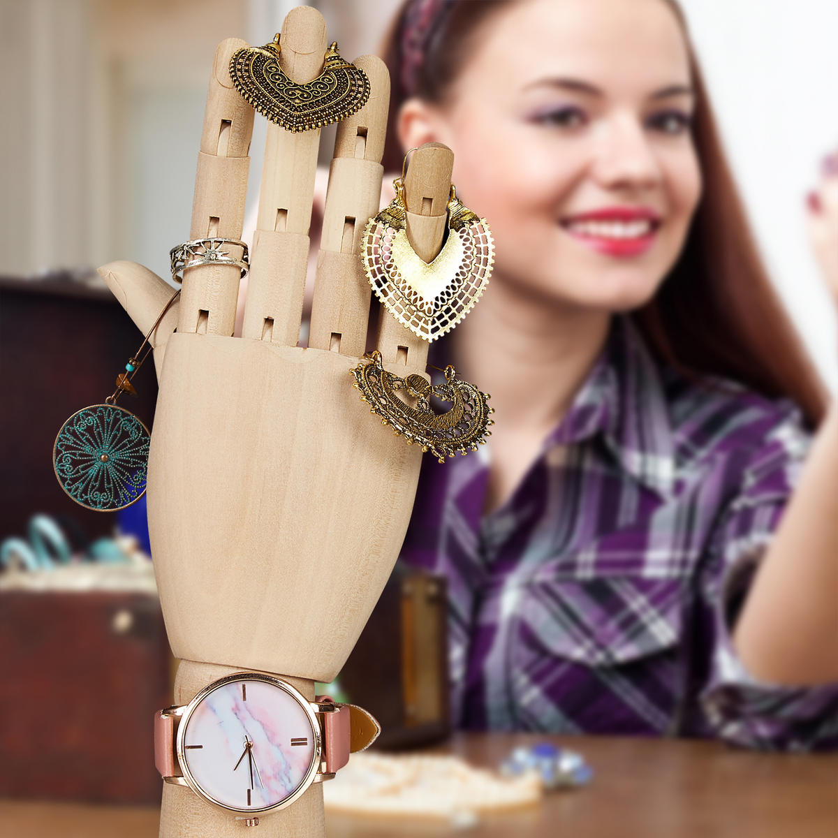 HOLZHAND rechts - Hellbraun, Holz (8/25/5cm) - Relaxdays