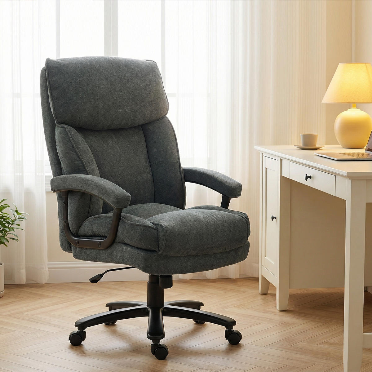 CHEFSESSEL DE-05148 Hohes Design, 200 kg Tragfähigkeit & Wippfunktion Grau - Grau, Metall (79/125/68.5cm) - ComfortXL