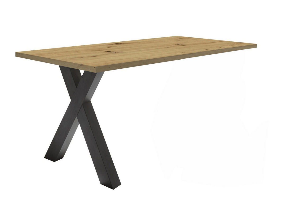 SCHREIBTISCH Edit 3 120 x 70 x 75 Computertisch schwarzstahl/asteiche - Naturfarben, Holz (120/70/75cm) - 58aufmkessel