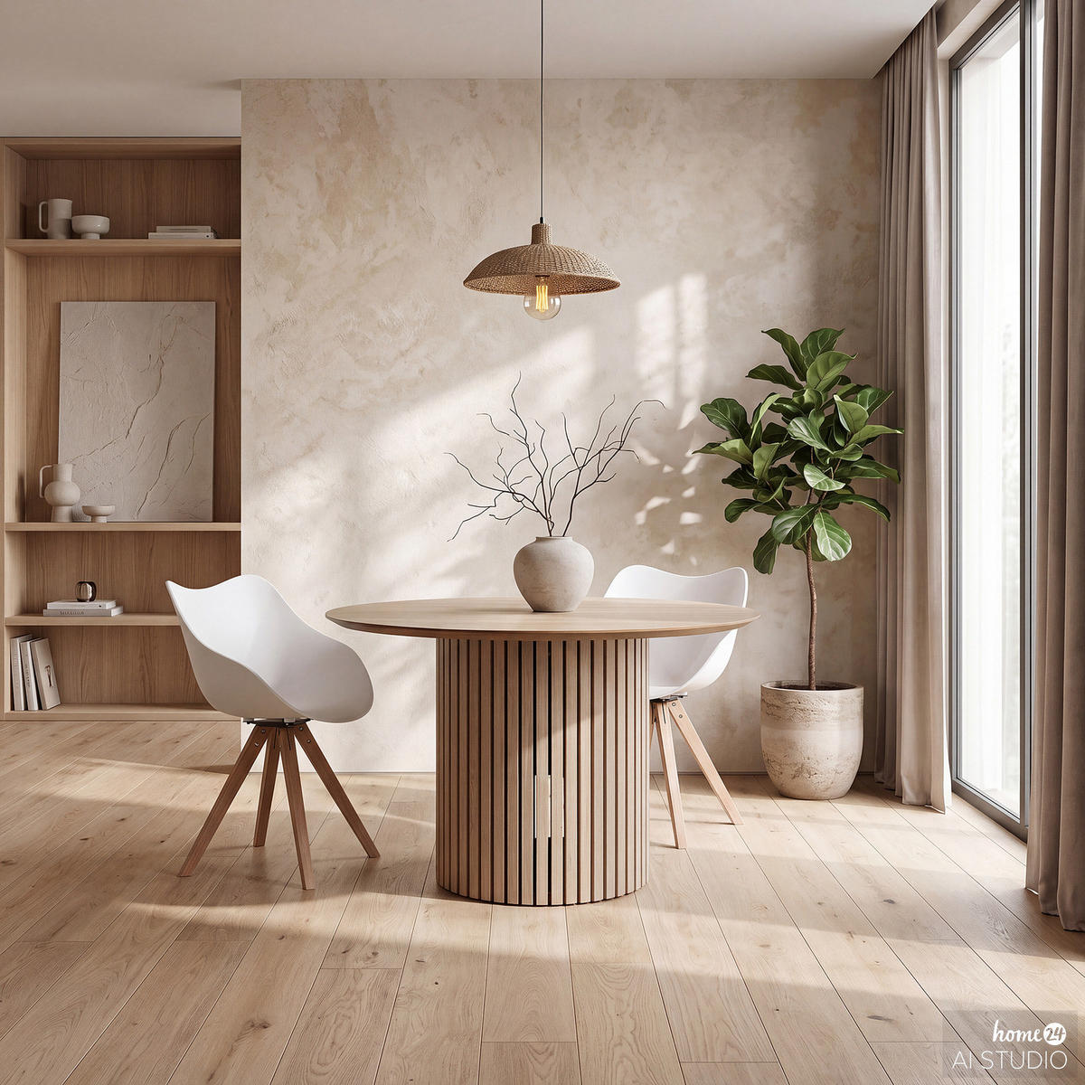 ARMLEHNENSTUHL - 2er-Set - Weiß, Holz/Kunststoff (55/81/54cm) - home24