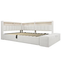 TAGESBETT 140 x 200 cm, Cremeweiß, Samt, LED, USB - Beige, Textil (140/200cm) - FLIEKS