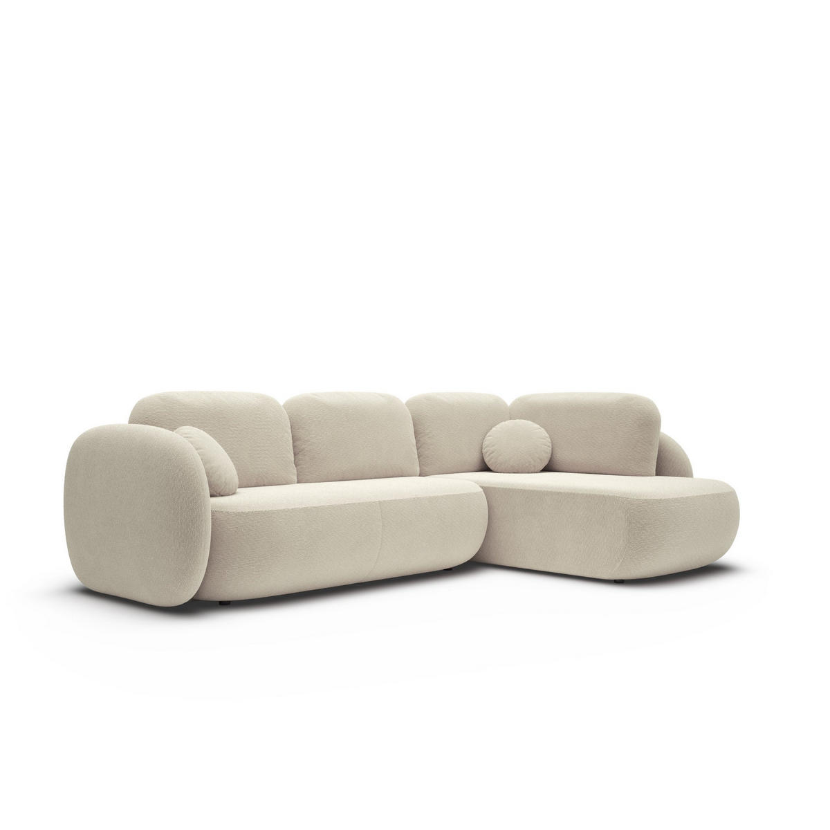 ECKSOFA AMICO II R-S Beige Geflochtener Stoff mit Schlaffunktion - Beige, Holz (289/190cm) - MASSENO