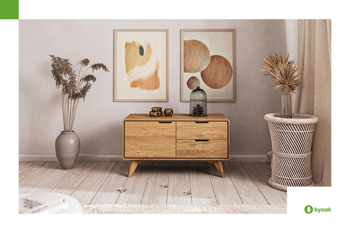 KOMMODE NIEDRIG GREG Wildeiche - Wildeiche, Holz (90/48/40cm) - byoak