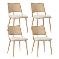ESSZIMMERSTUHL 4er-Set PU-Sitz, Rattan-Rückenlehne, Beige - Sonoma Eiche, Naturmaterialen/Textil (50/80/56cm) - Urban Meuble