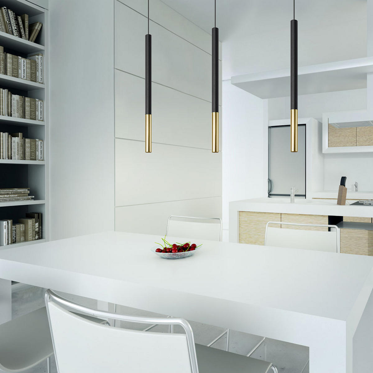 PENDELLEUCHTE Stahl Schwarz-Gold 3-flammig - Schwarz, Metall (30/8/110cm)